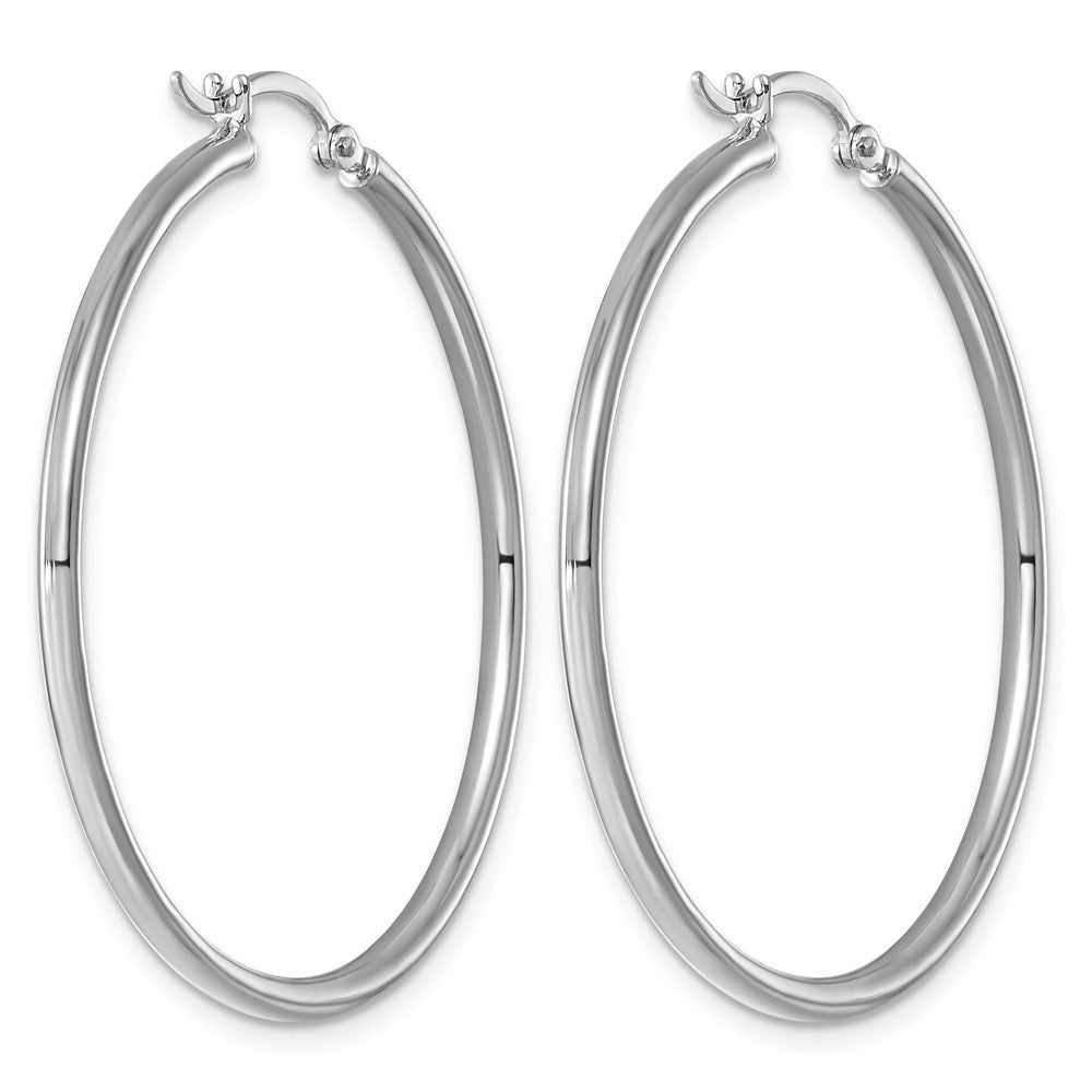 Sterling Silver Rhodium-plated 2mm Round Hoop Earrings