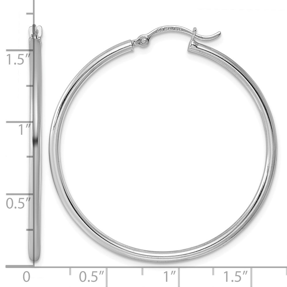 Sterling Silver Rhodium-plated 2mm Round Hoop Earrings