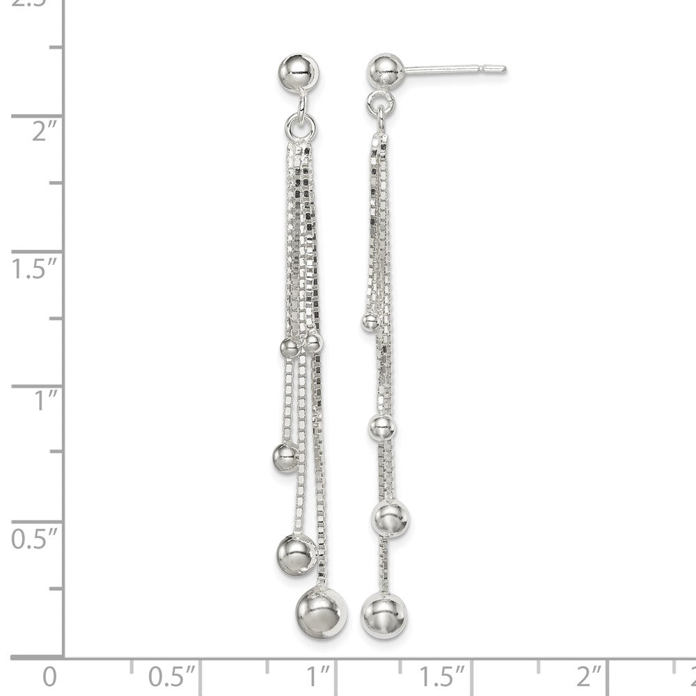 Sterling Silver Polished Graduated Beaded Chain Post Dangle Earrings