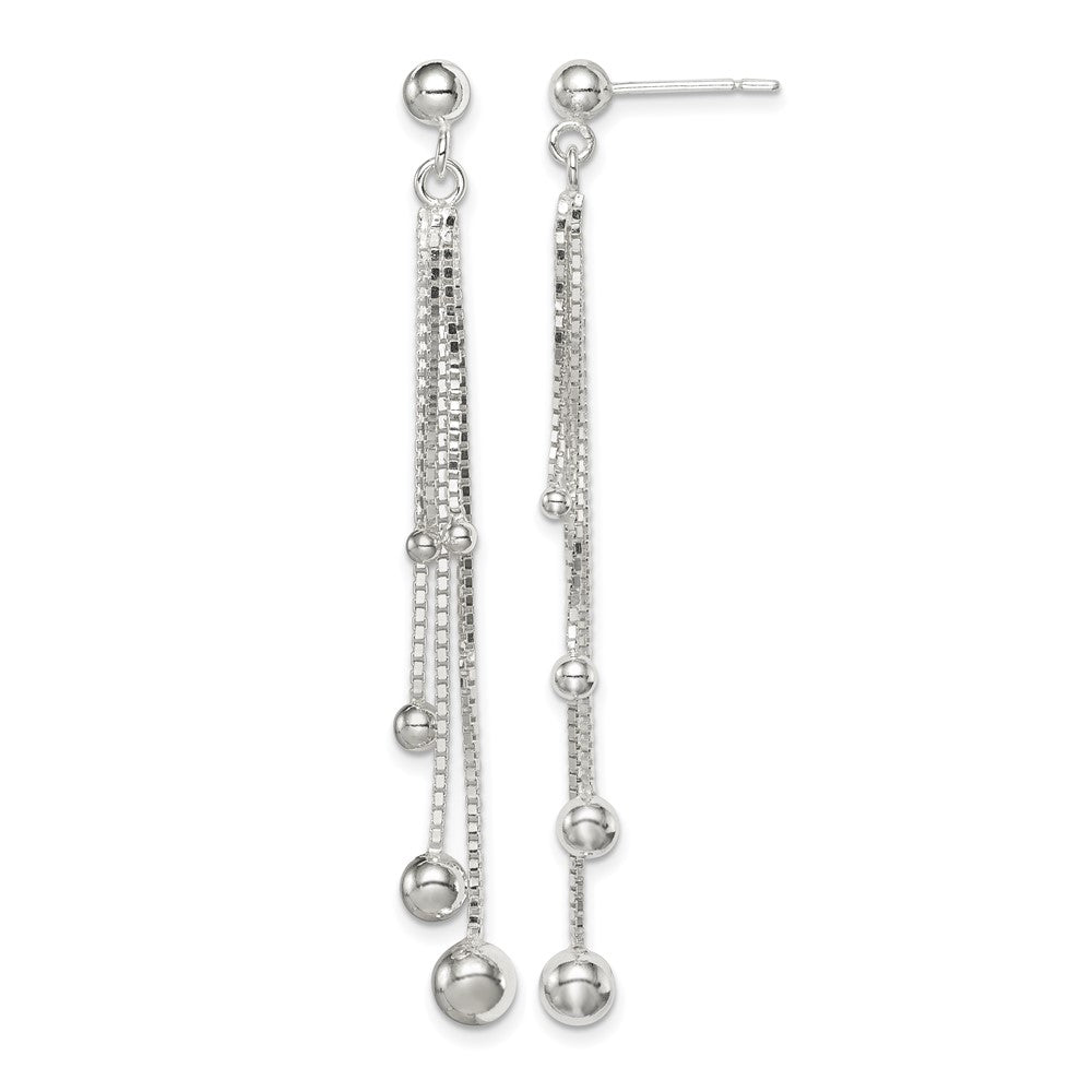 Sterling Silver Polished Graduated Beaded Chain Post Dangle Earrings
