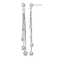 Sterling Silver Polished Graduated Beaded Chain Post Dangle Earrings