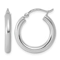 Sterling Silver Rhodium-plated 3mm Round Hoop Earrings