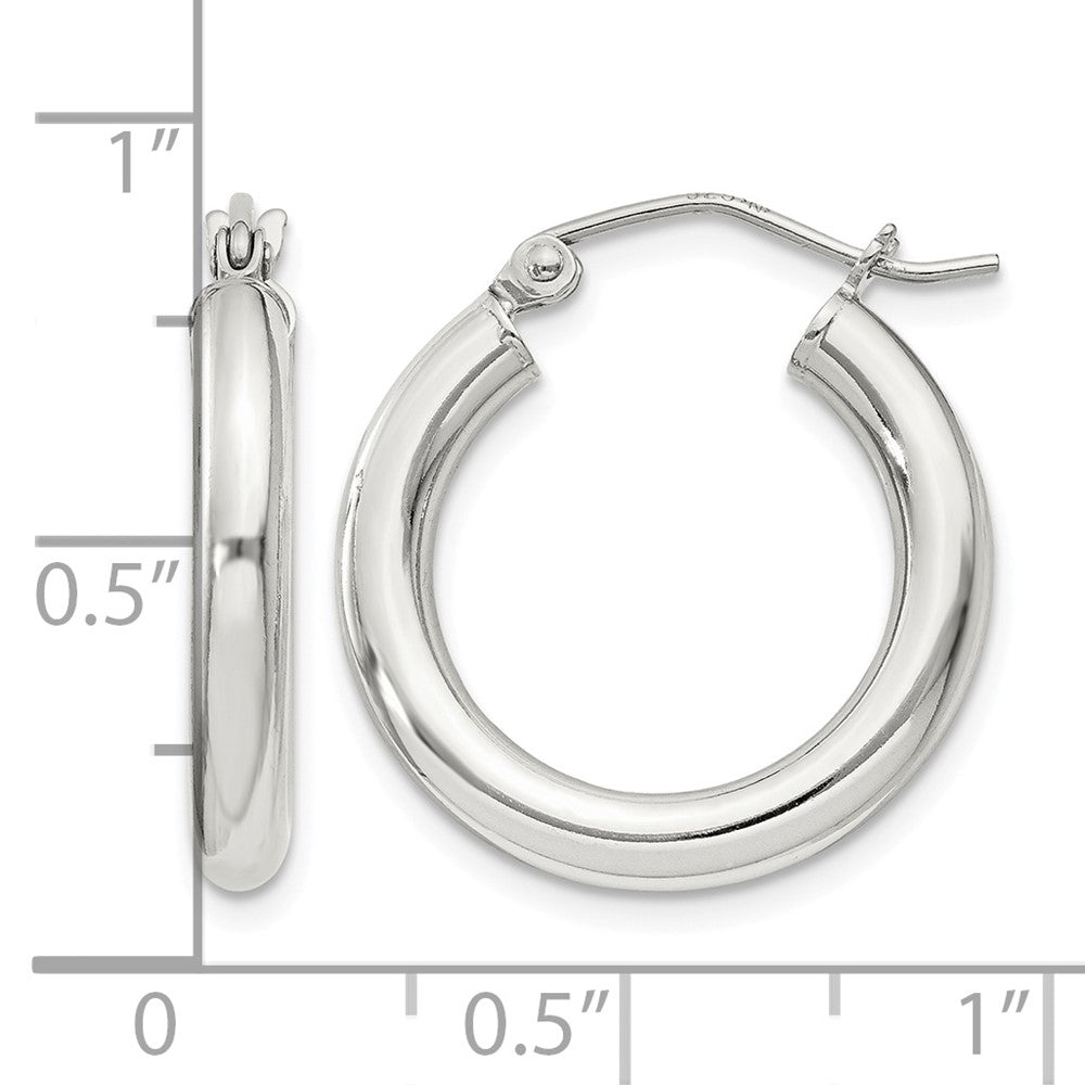 Sterling Silver 3mm Round Hoop Earrings