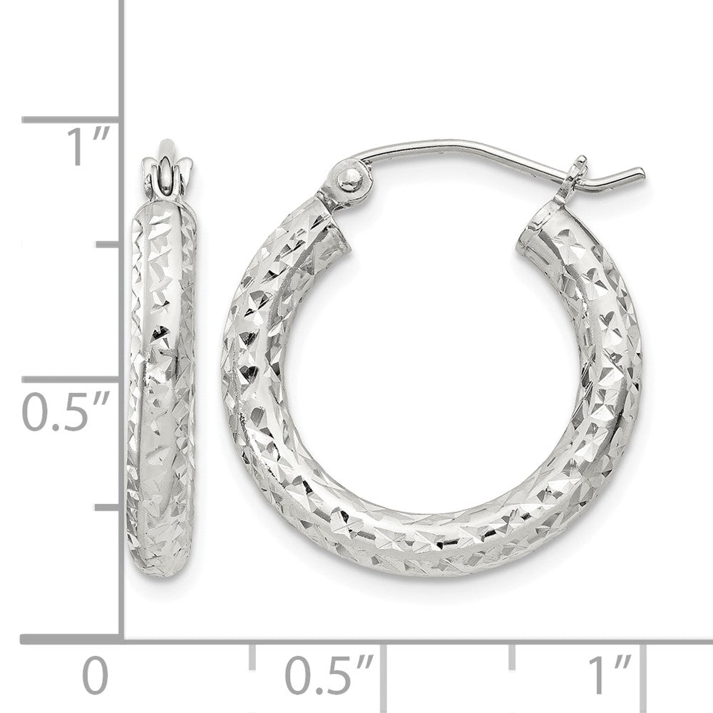 Sterling Silver D/C 3x20mm Hoop Earrings