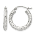 Sterling Silver D/C 3x20mm Hoop Earrings