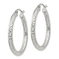 Sterling Silver D/C 3x30mm Hoop Earrings