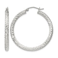 Sterling Silver D/C 3x35mm Hoop Earrings