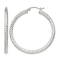 Sterling Silver D/C 3x40mm Hoop Earrings