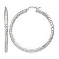 Sterling Silver D/C 3x45mm Hoop Earrings