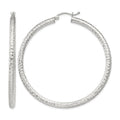 Sterling Silver D/C 3x50mm Hoop Earrings