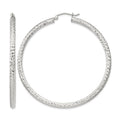 Sterling Silver D/C 3x55mm Hoop Earrings