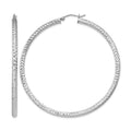 Sterling Silver Rhodium-plated D/C 3x60mm Hoop Earrings