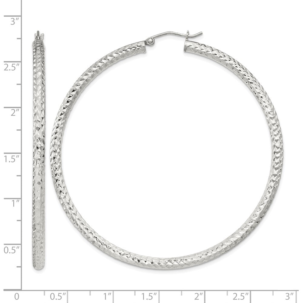 Sterling Silver D/C 3x60mm Hoop Earrings