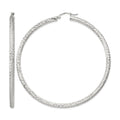 Sterling Silver D/C 3x65mm Hoop Earrings