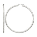 Sterling Silver D/C 3x70mm Hoop Earrings