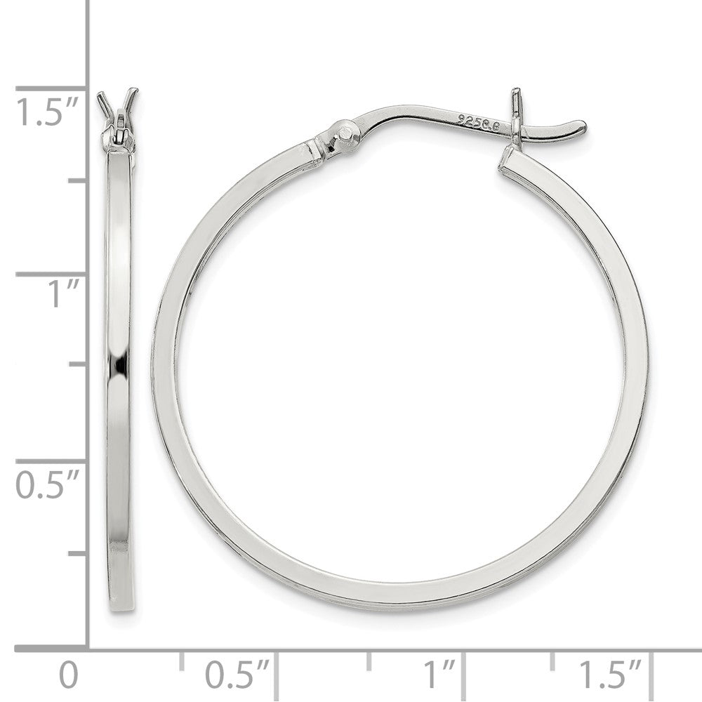Sterling Silver 1.5x30mm Hoop Earrings