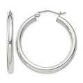 Sterling Silver 3mm Round Hoop Earrings