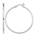 Sterling Silver Rhodium-plated 1.5x40mm Hoop Earrings
