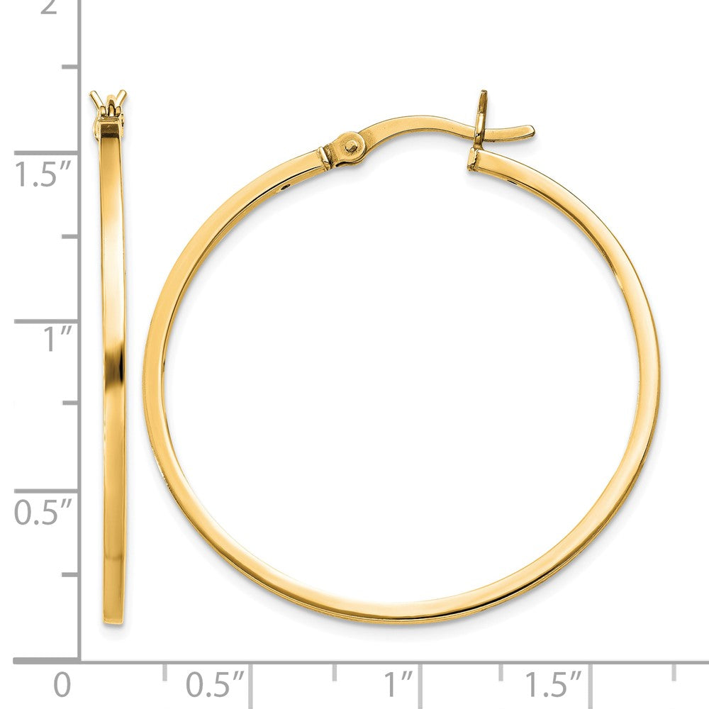Sterling Silver Flash Gold-plated 1.5x35mm Hoop Earrings