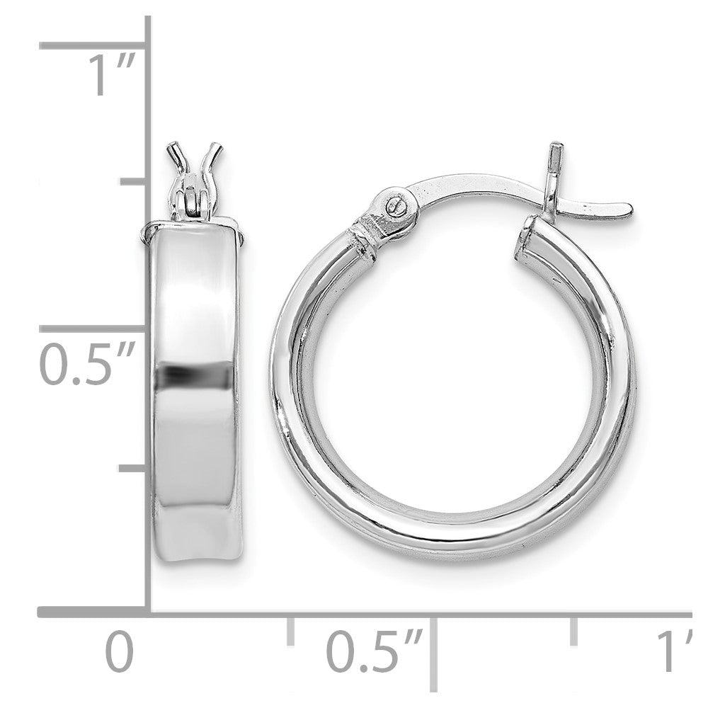 Sterling Silver Rhodium Plated 4x16mm Hoop Earrings
