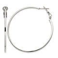 Sterling Silver RH-plated 1.5x50mm Omega Back Round Hoop Earrings