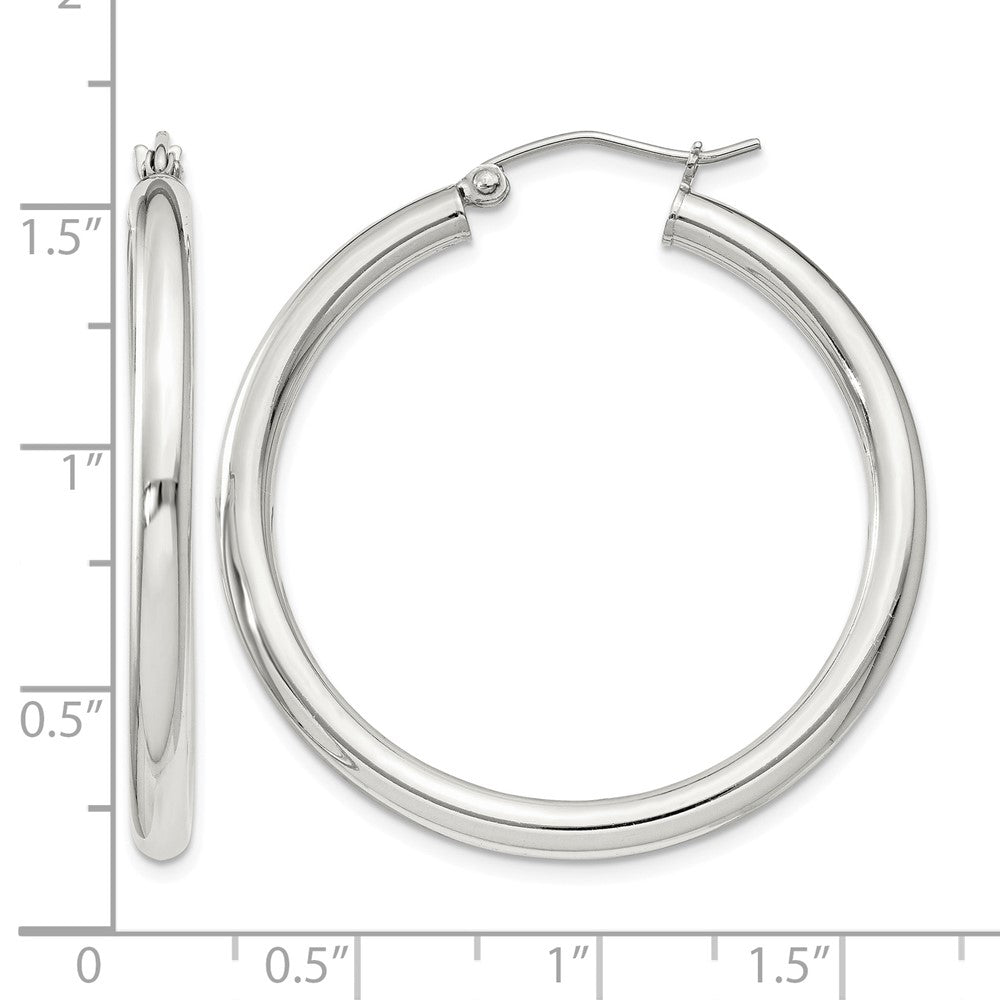 Sterling Silver 3mm Round Hoop Earrings