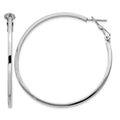 Sterling Silver RH-plated 2x50mm Omega Back Round Hoop Earrings