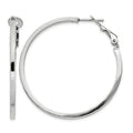 Sterling Silver RH-plated 2x40mm Omega Back Round Hoop Earrings