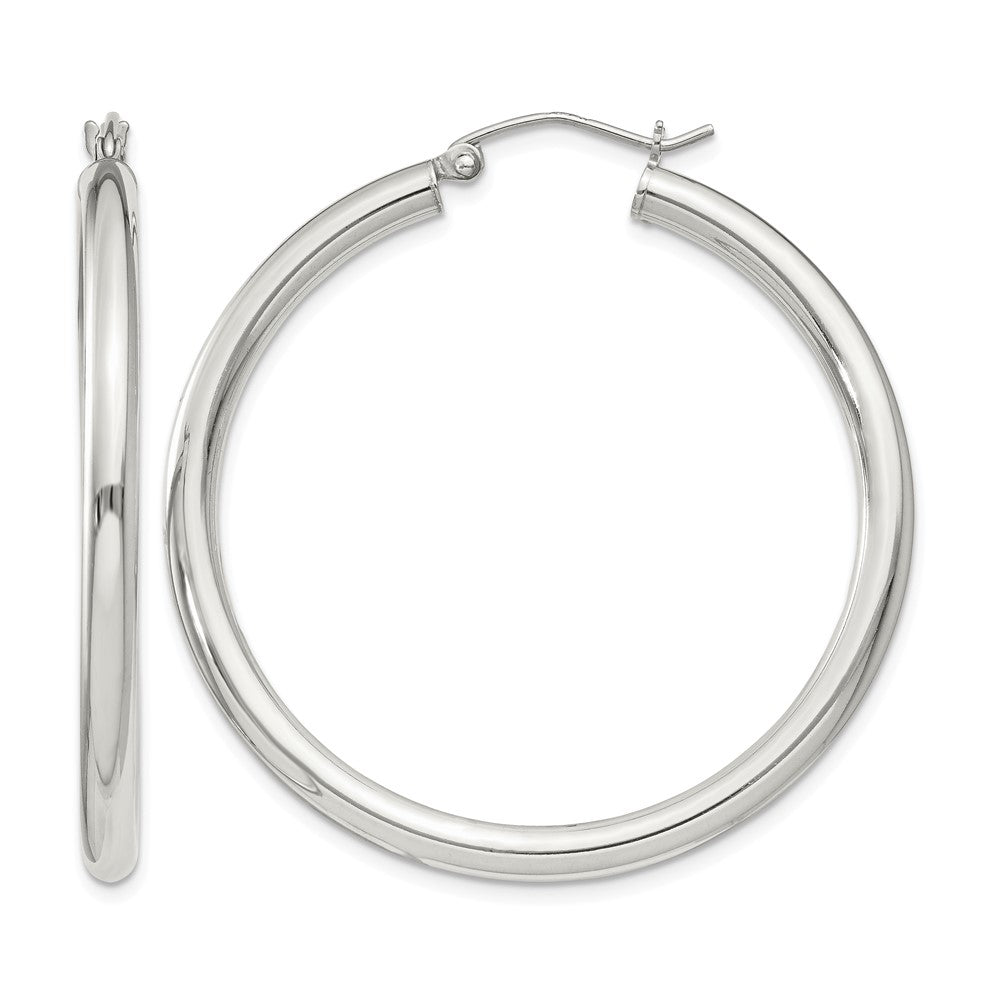 Sterling Silver 3mm Round Hoop Earrings