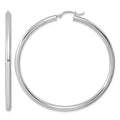 Sterling Silver Rhodium-plated 3mm Round Hoop Earrings