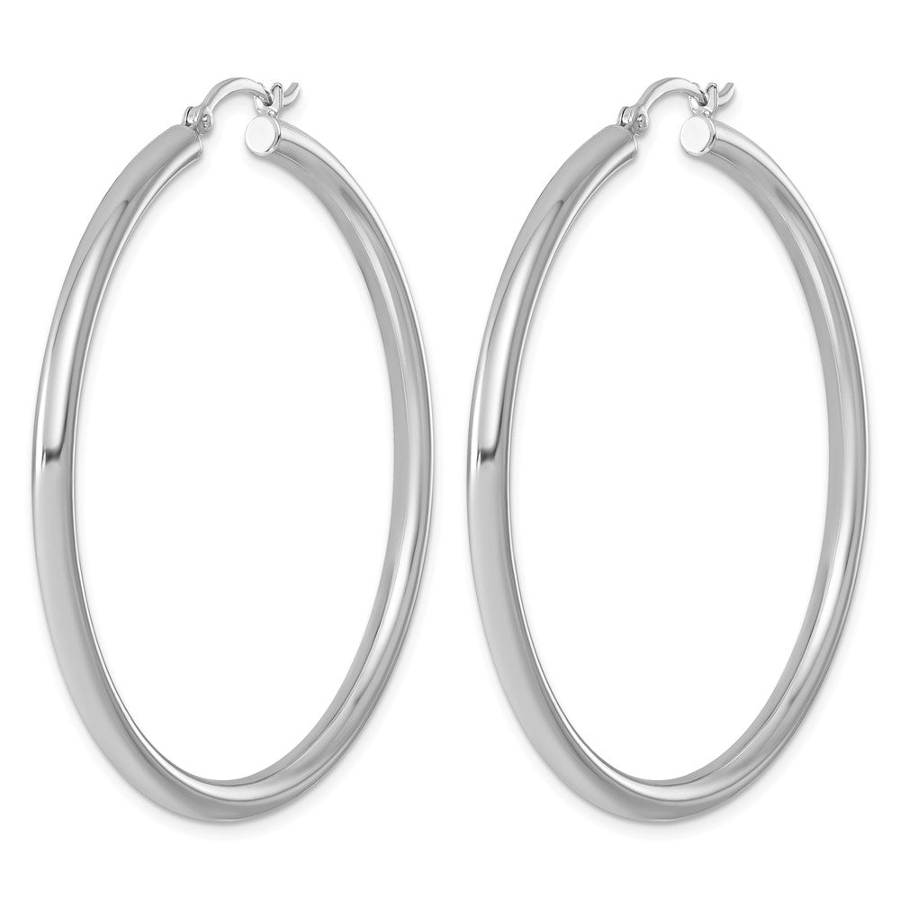Sterling Silver Rhodium-plated 3mm Round Hoop Earrings