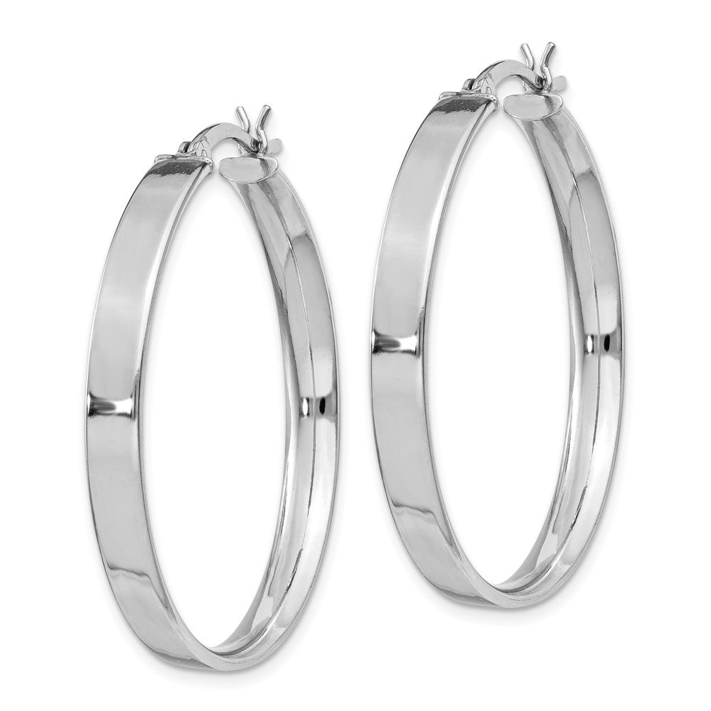 Sterling Silver Rhodium Plated 4.25x35 Hoop Earrings