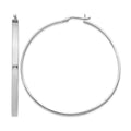 Sterling Silver Rhodium-plated 3.5x60mm Hoop Earrings