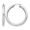 Sterling Silver Rhodium-plated 4mm Round Hoop Earrings