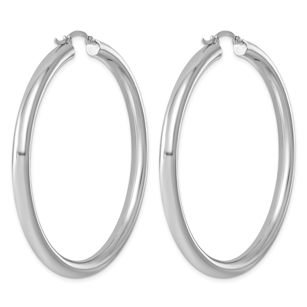 Sterling Silver Rhodium-plated 4mm Round Hoop Earrings