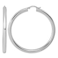 Sterling Silver Rhodium-plated 4mm Round Hoop Earrings