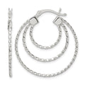 Sterling Silver Textured Triple Hoop Earrings
