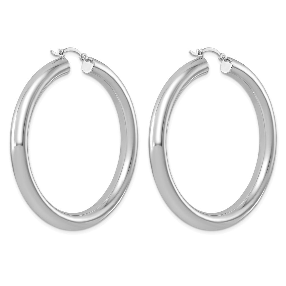 Sterling Silver Rhodium-plated 5mm Round Hoop Earrings