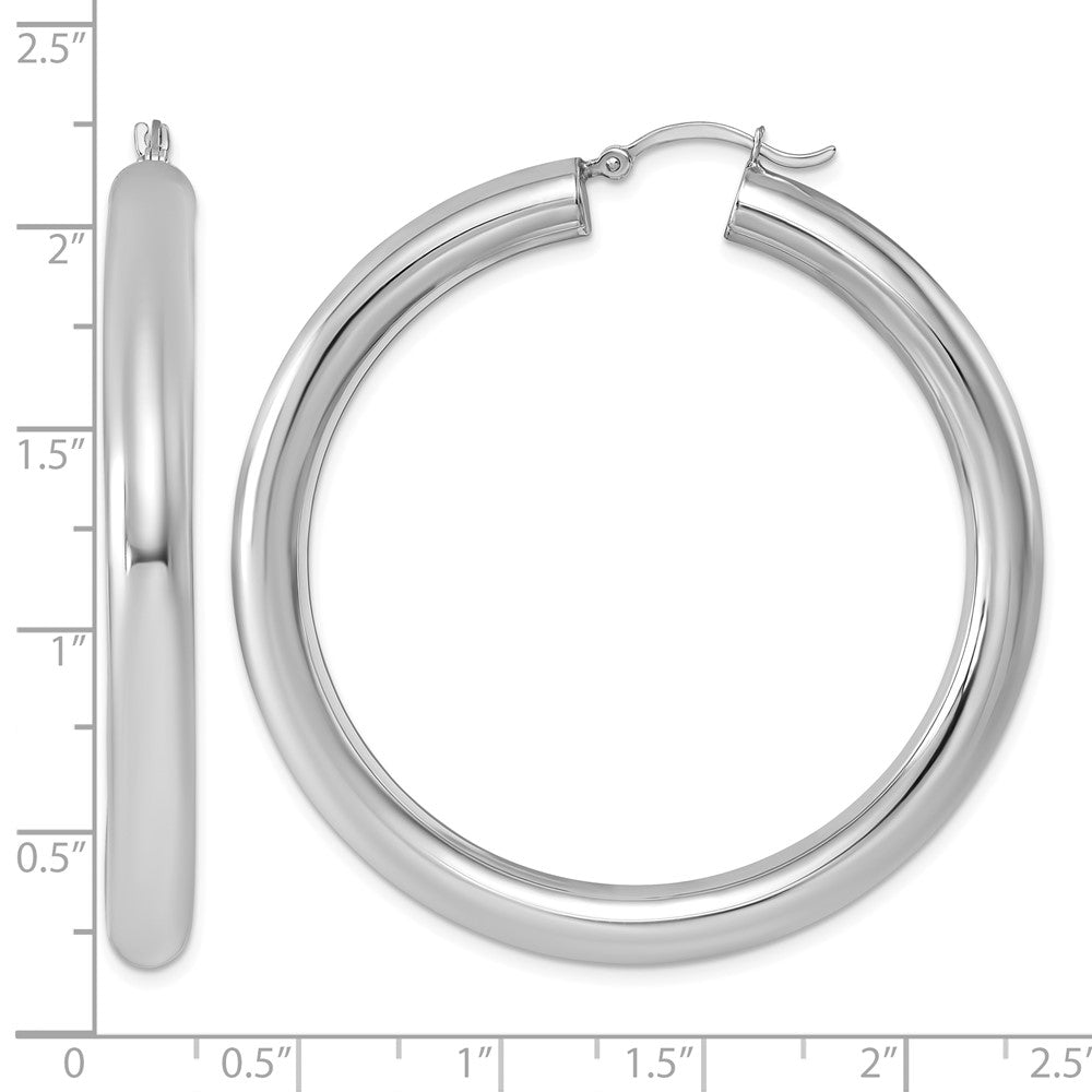 Sterling Silver Rhodium-plated 5mm Round Hoop Earrings
