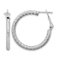 Sterling Silver Rhod-plated 3.25x30mm Omega Back Hoop Earrings