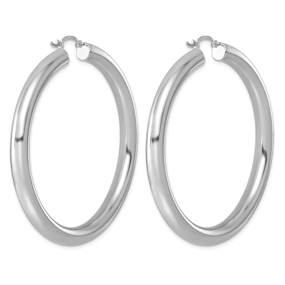 Sterling Silver Rhodium-plated 5mm Round Hoop Earrings