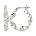 Sterling Silver Twisted 4x22mm Hoop Earrings