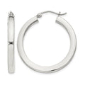 Sterling Silver 3x30mm Square Tube Hoop Earrings