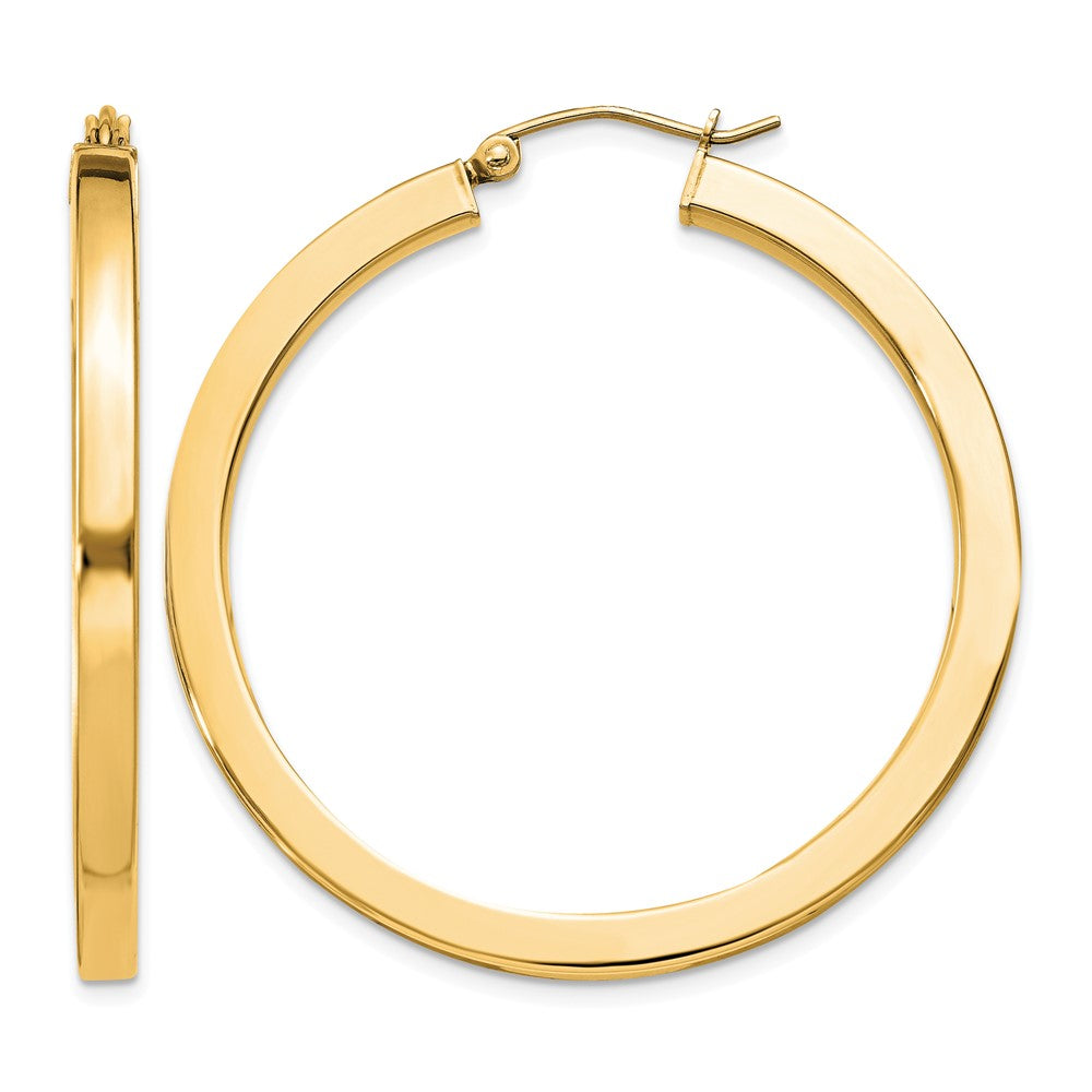 Sterling Silver Flash Gold-plated 3x40mm Square Tube Hoop Earrings