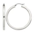 Sterling Silver 3x40mm Square Tube Hoop Earrings