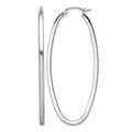 Sterling Silver Rhodium-plated 2mm Square Tube Oval Hoop Earrings