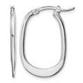Sterling Silver Rhodium-plated Polished Squared Oval Hoop Earrings