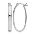 Sterling Silver Rhodium-plated Beveled Edge 4mm Oval Hoop Earrings