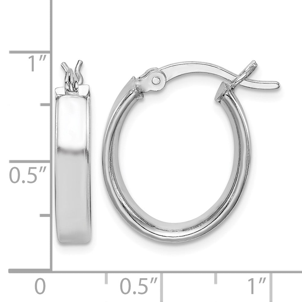 Sterling Silver Rhodium-plated Polished 5mm Oval Hoop Earrings