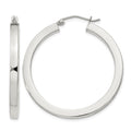 Sterling Silver 3x35mm Square Tube Hoop Earrings